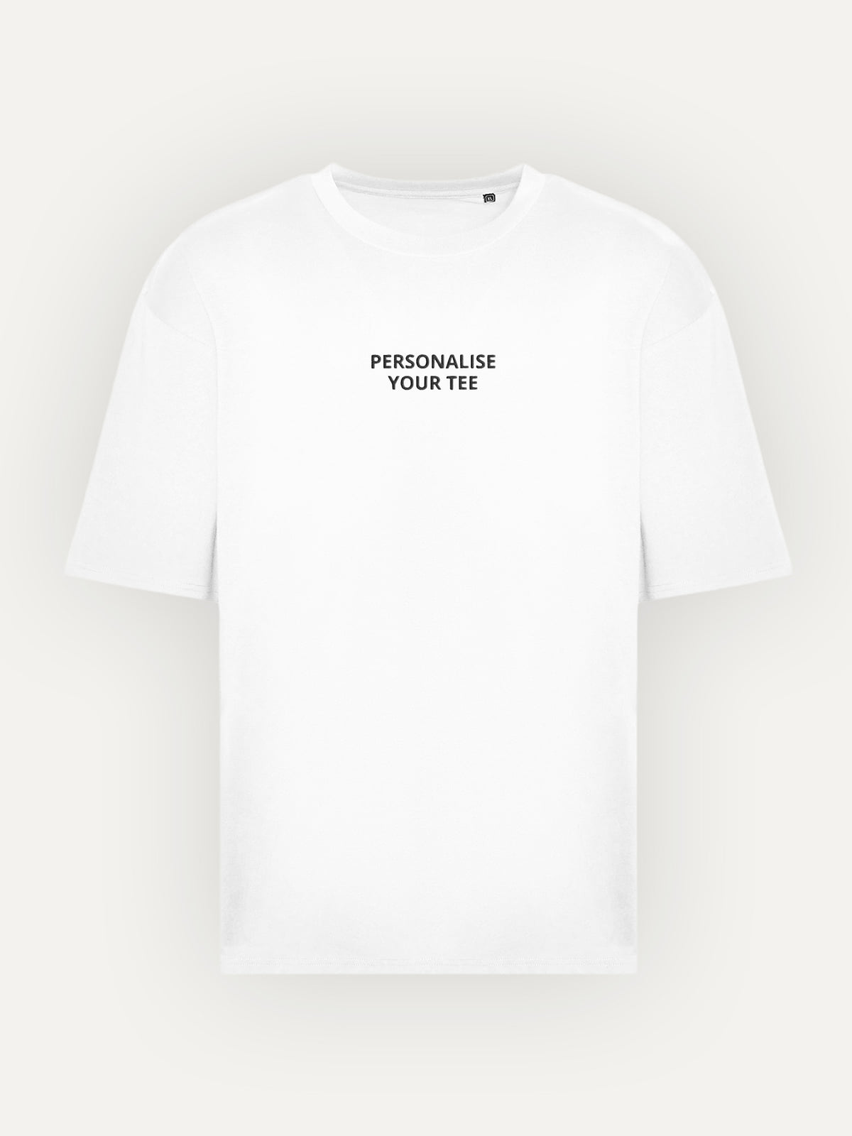 Custom Text Tee in Arctic White, front view