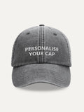 Custom Text Cap in Vintage Black, front view
