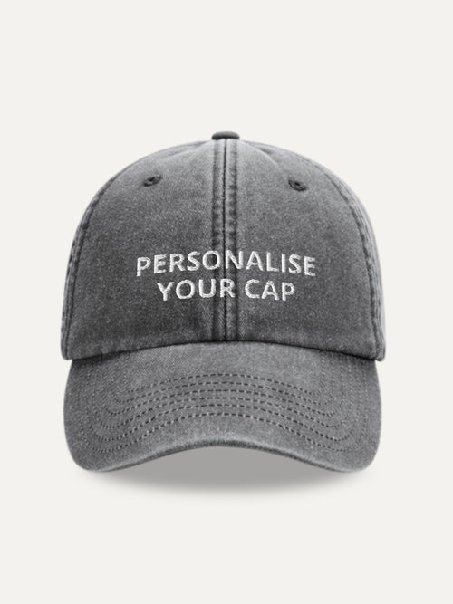 Custom Text Cap in Vintage Black, front view