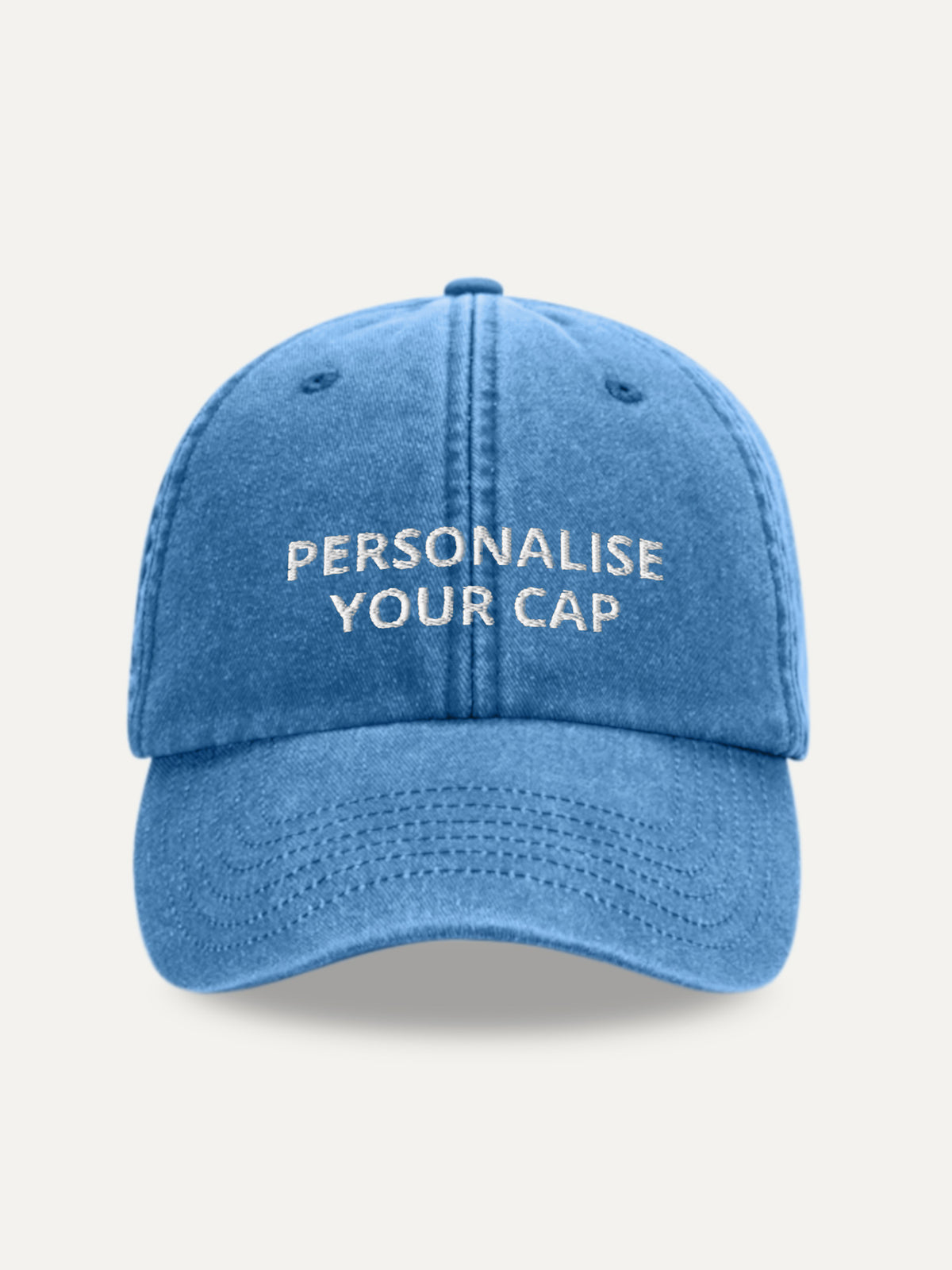 Custom Text Cap in Cornflower, front view