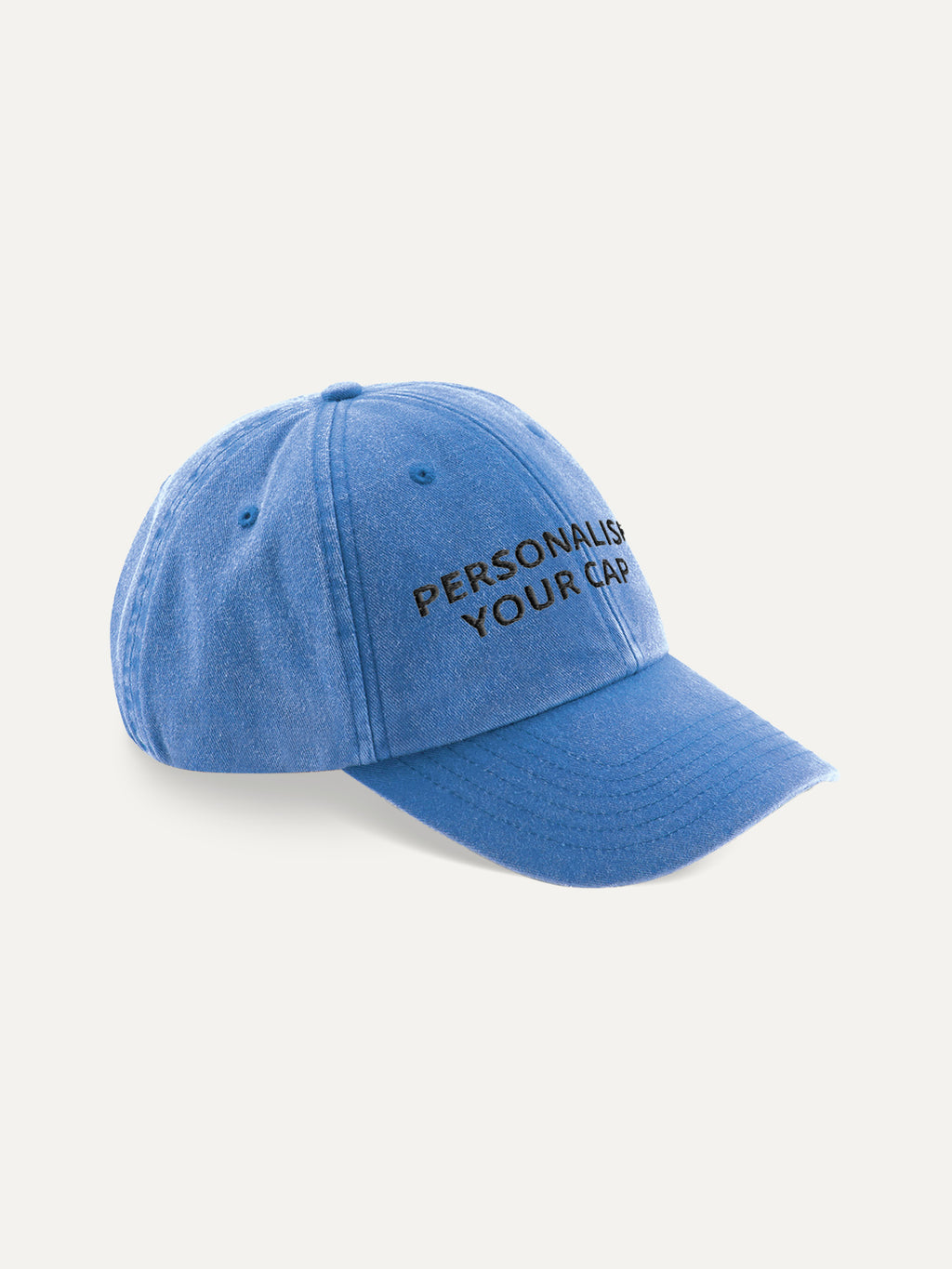 Custom Text Cap in Cornflower, side view