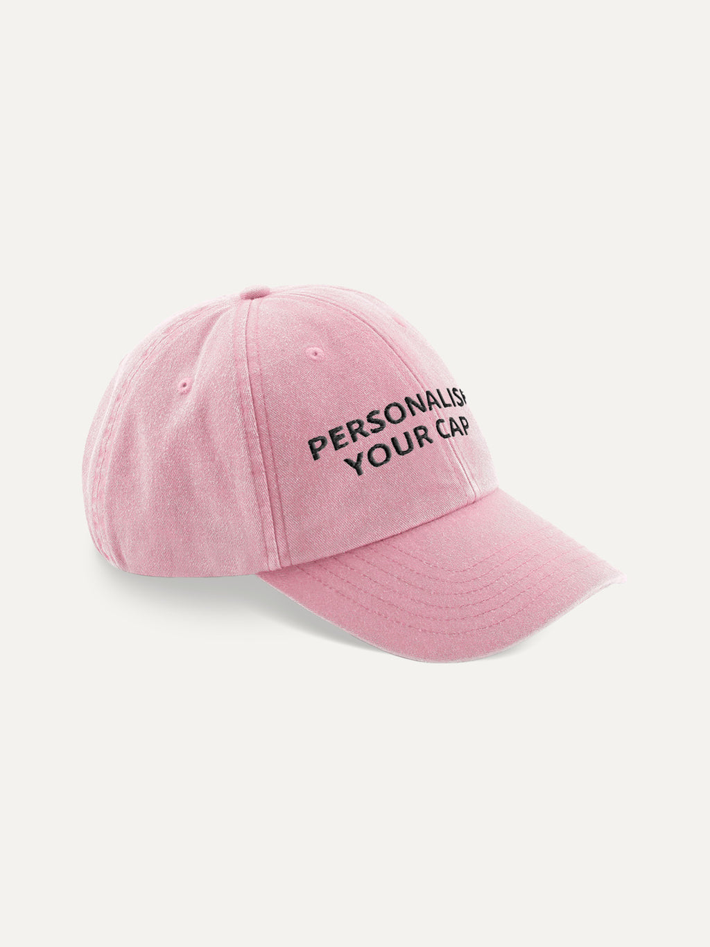 Custom Text Cap in Vintage Dusky Pink, side view