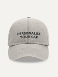 Custom Text Cap in Vintage Grey, front view