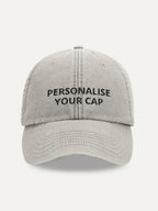 Custom Text Cap in Vintage Grey, front view