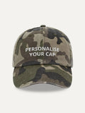 Custom Text Cap in Vintage Camo, side view