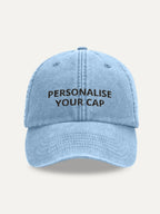 Custom Text Cap in Light Blue, front view