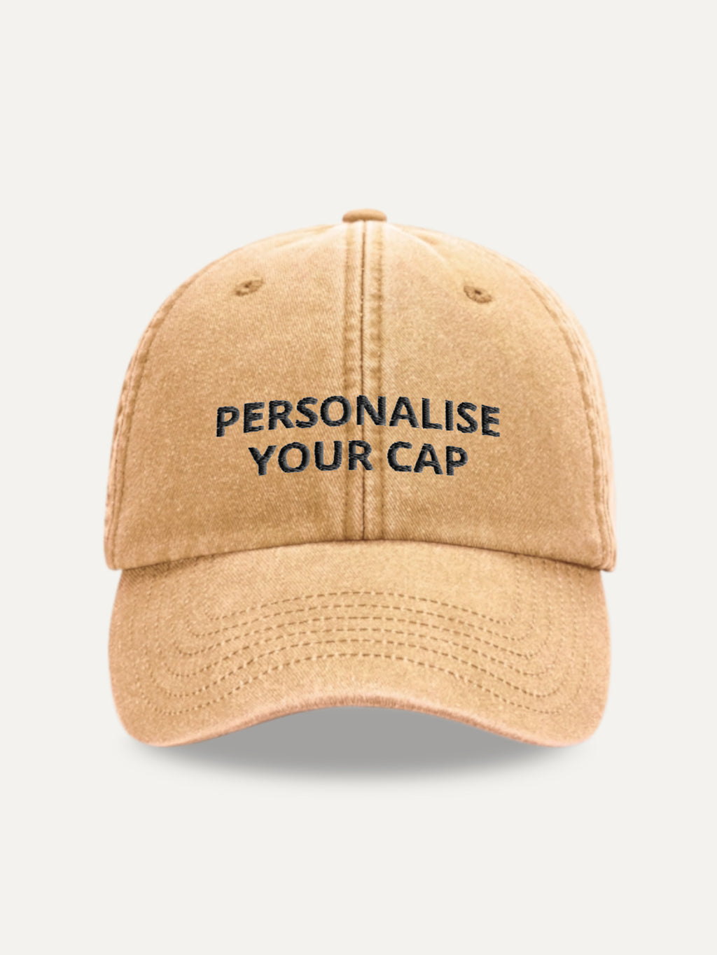 Custom Text Cap in Vintage Mustard, front view