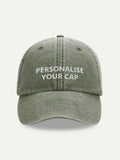 Custom Text Cap in Vintage Olive, front view