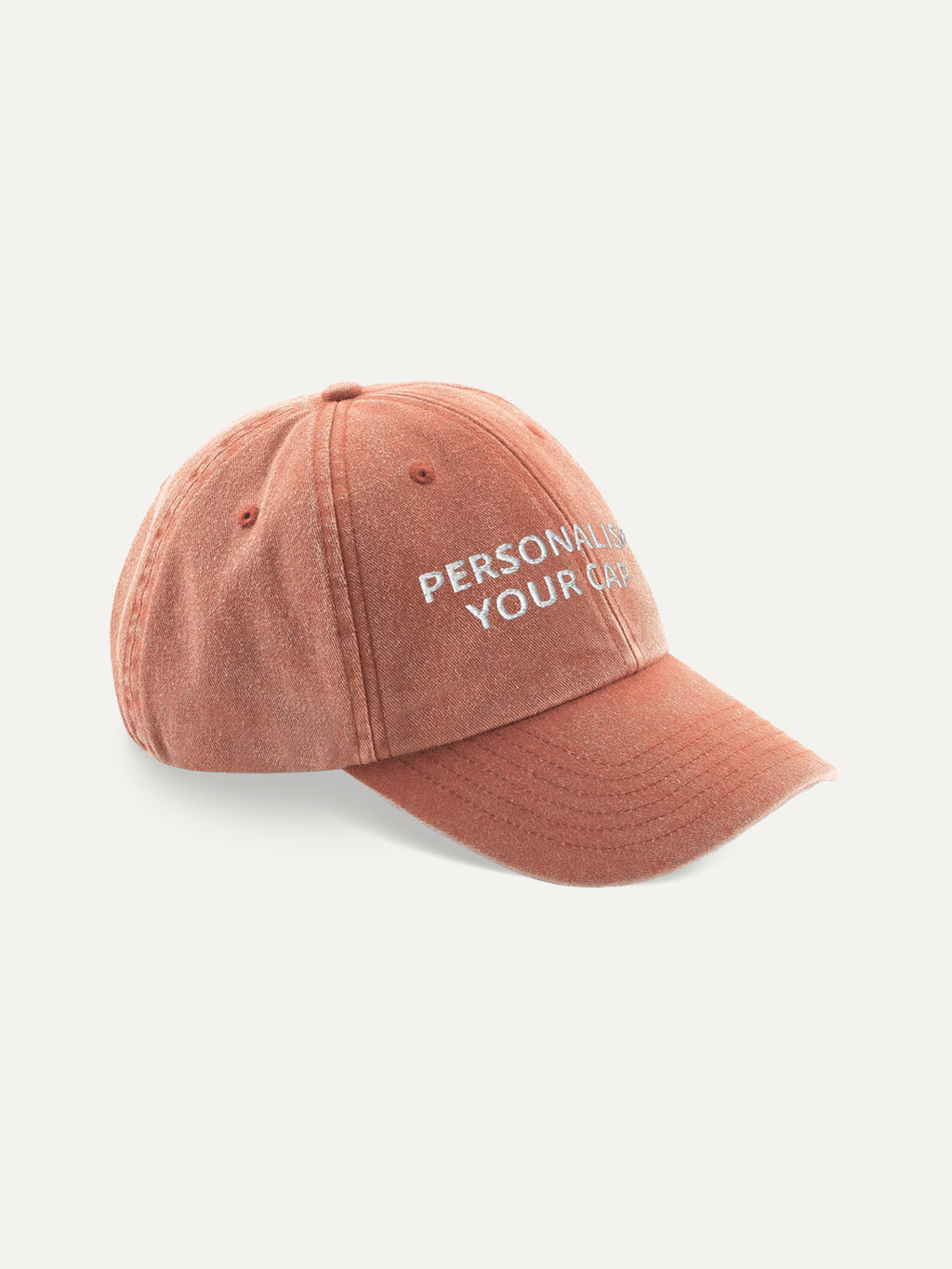 Custom Text Cap in Orange, side view