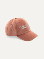 Custom Text Cap in Orange, side view