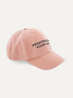 Custom Text Cap in Vintage Peach, side view