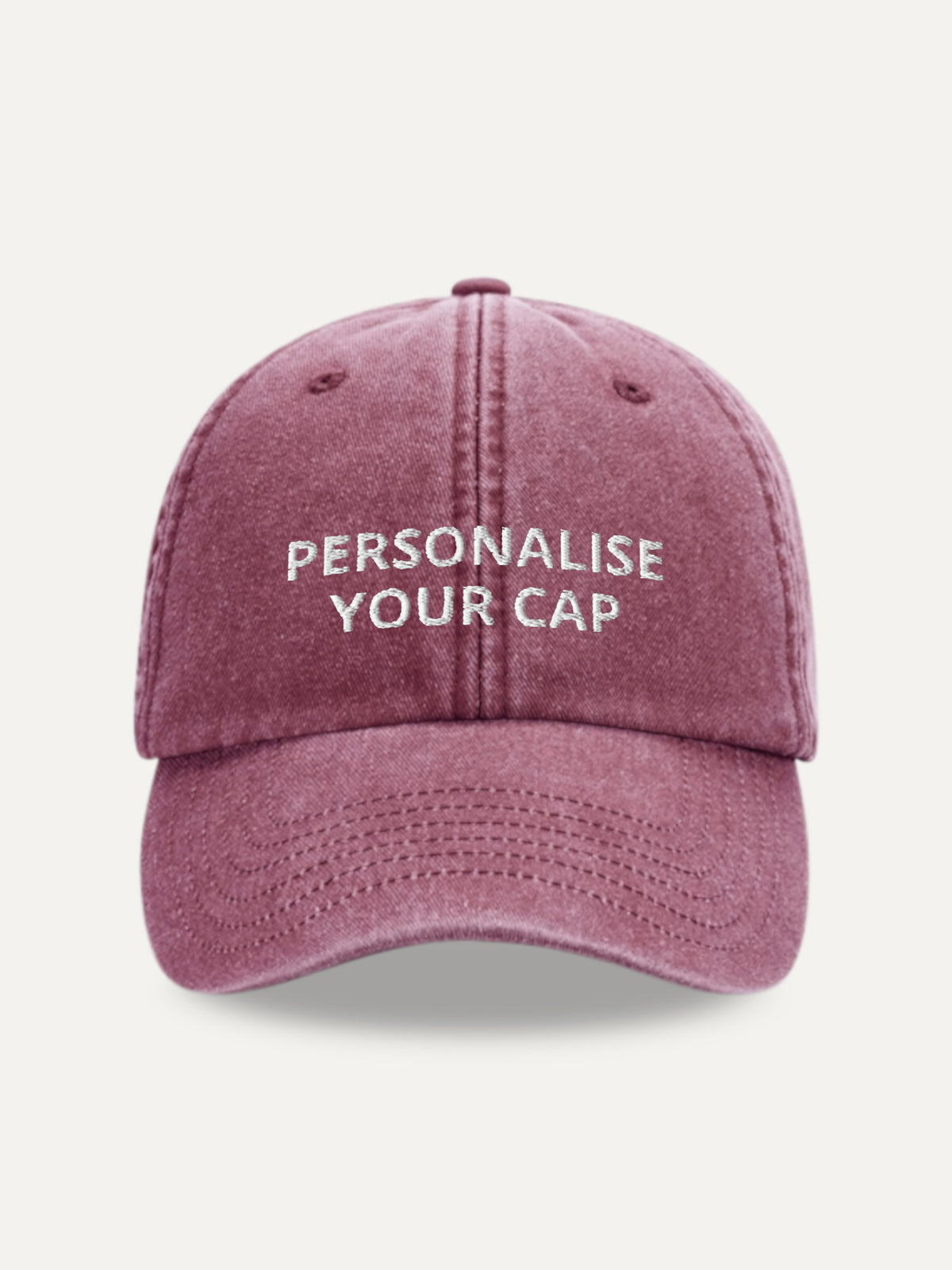 Custom Text Cap in Vintage Red, front view