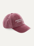 Custom Text Cap in Vintage Red, side view