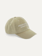 Custom Text Cap in Vintage Stone, side view