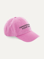 Custom Text Cap in True Pink, side view