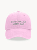 Custom Text Cap in True Pink, front view