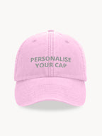 Custom Text Cap in True Pink, front view