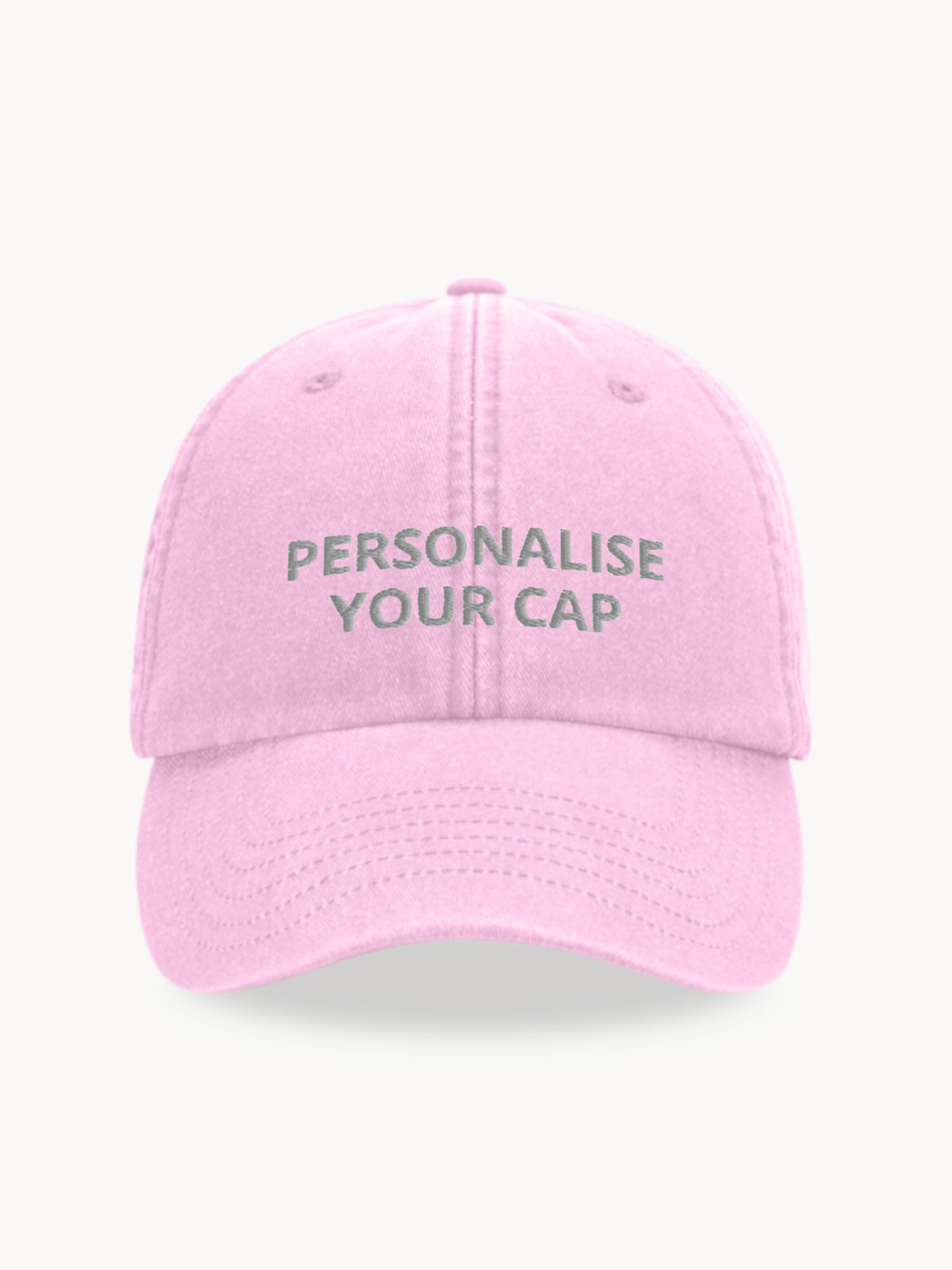Custom Text Cap in True Pink, front view