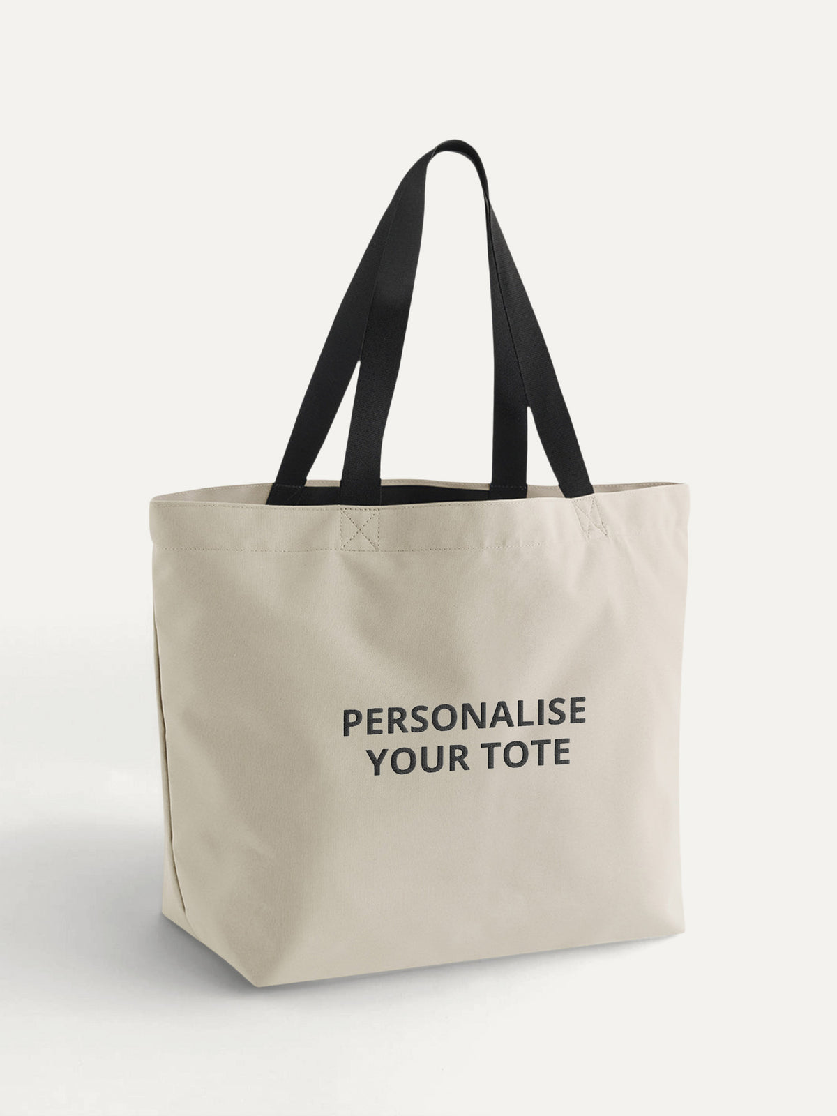 Custom Text Tote in Natural Stone, front view