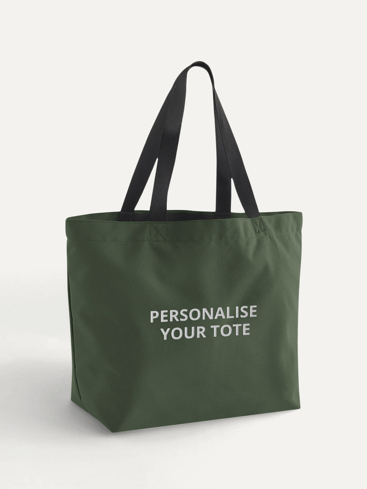 Custom Text Tote in Pine Green, front view