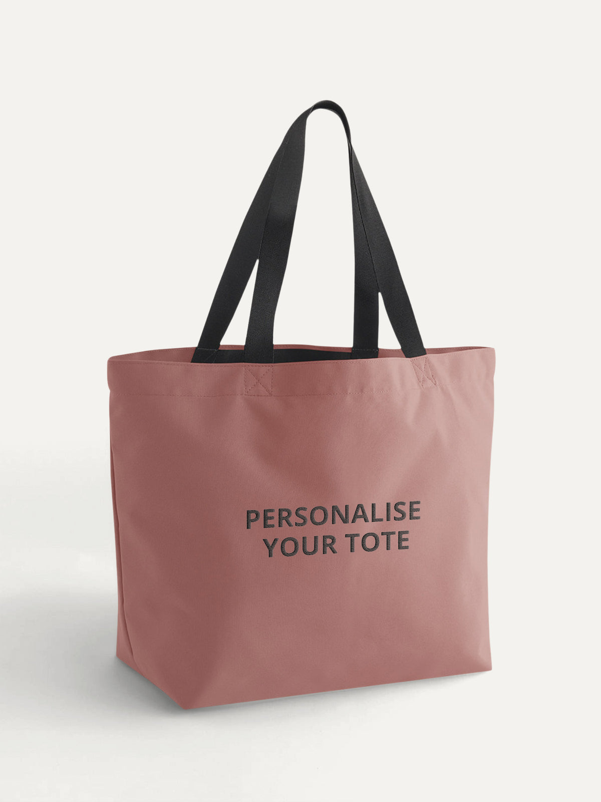 Custom Text Tote in Rose Pink, front view
