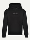 Custom Text Hoodie in Deep Black, front view