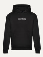 Custom Text Hoodie in Deep Black, front view