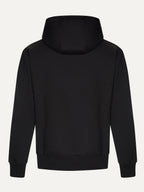 Custom Text Hoodie in Deep Black, back view